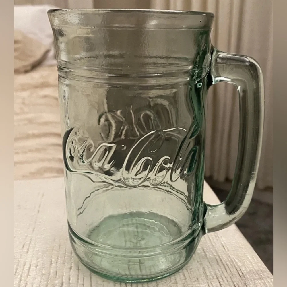 Vintage Coca Cola Embossed Green Glass Stein - Picture 1 of 2